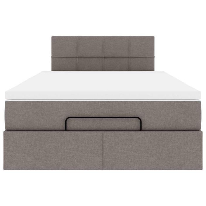 Cadre de lit ottoman avec matelas taupe 120x200 cm tissu - Photo n°6