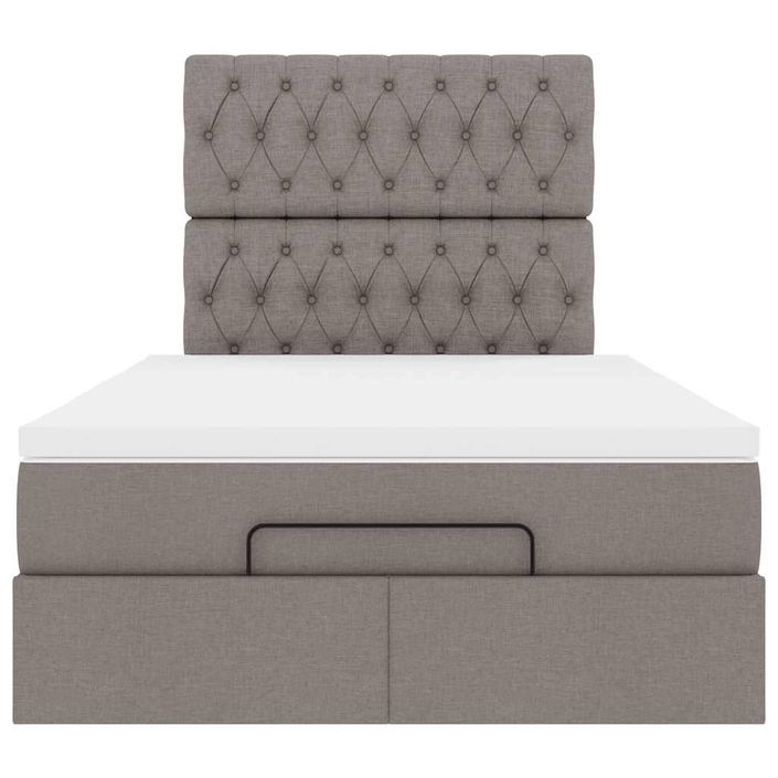 Cadre de lit ottoman avec matelas taupe 120x200 cm tissu - Photo n°5