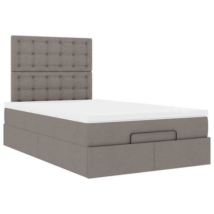 Cadre de lit ottoman avec matelas taupe 120x200 cm tissu - Photo n°5