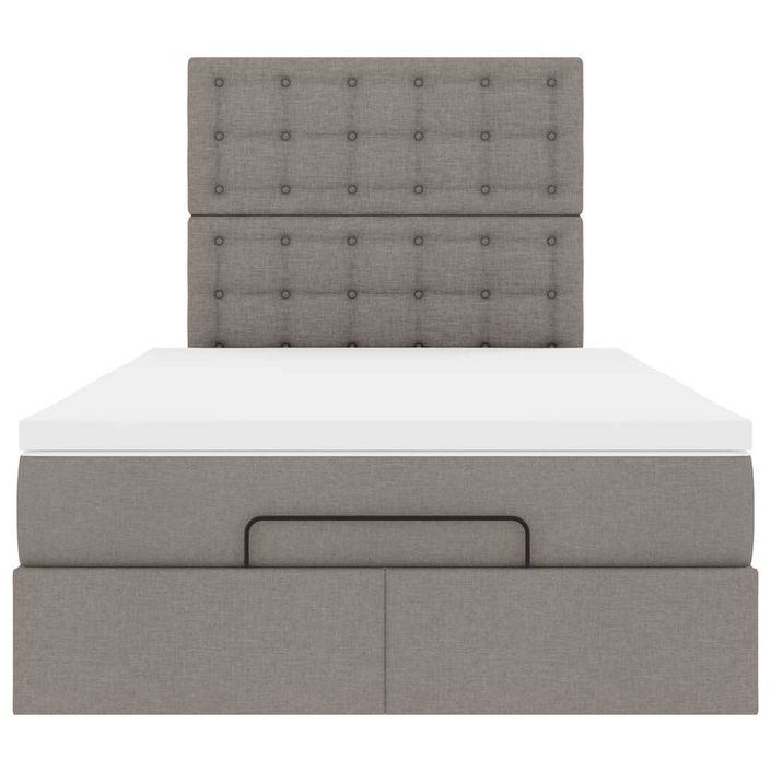 Cadre de lit ottoman avec matelas taupe 120x200 cm tissu - Photo n°6