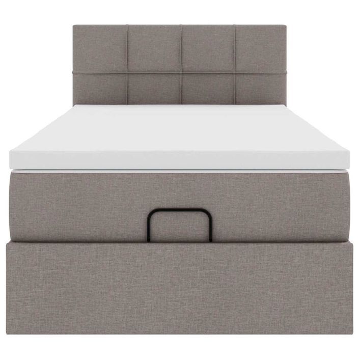 Cadre de lit ottoman avec matelas taupe 90x190 cm tissu - Photo n°6