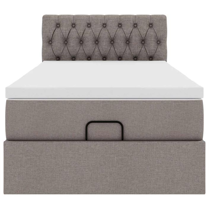 Cadre de lit ottoman avec matelas taupe 90x190 cm tissu - Photo n°6