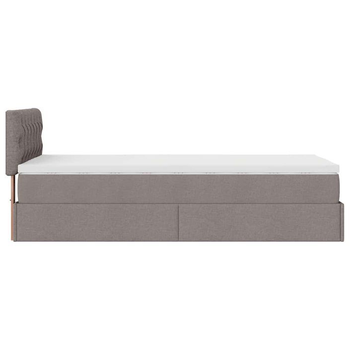 Cadre de lit ottoman avec matelas taupe 90x190 cm tissu - Photo n°9