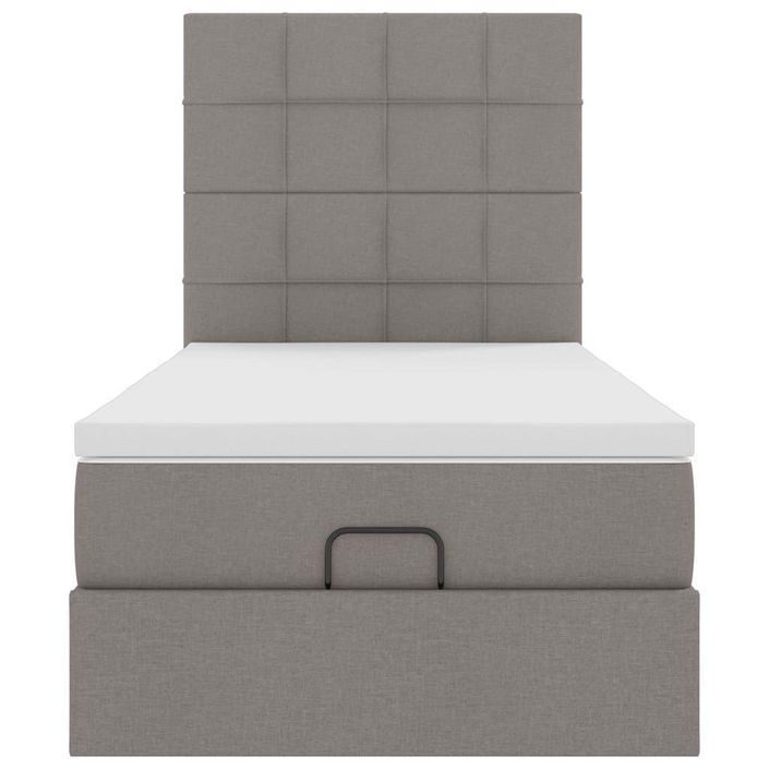 Cadre de lit ottoman avec matelas taupe 90x200 cm tissu - Photo n°5