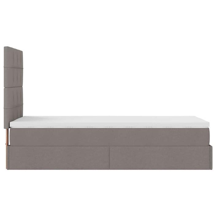 Cadre de lit ottoman avec matelas taupe 90x200 cm tissu - Photo n°8