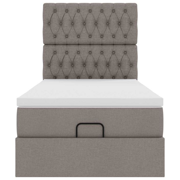 Cadre de lit ottoman avec matelas taupe 90x200 cm tissu - Photo n°6