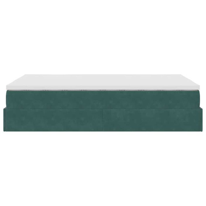 Cadre de lit ottoman avec matelas vert foncé 120x200 cm velours - Photo n°7