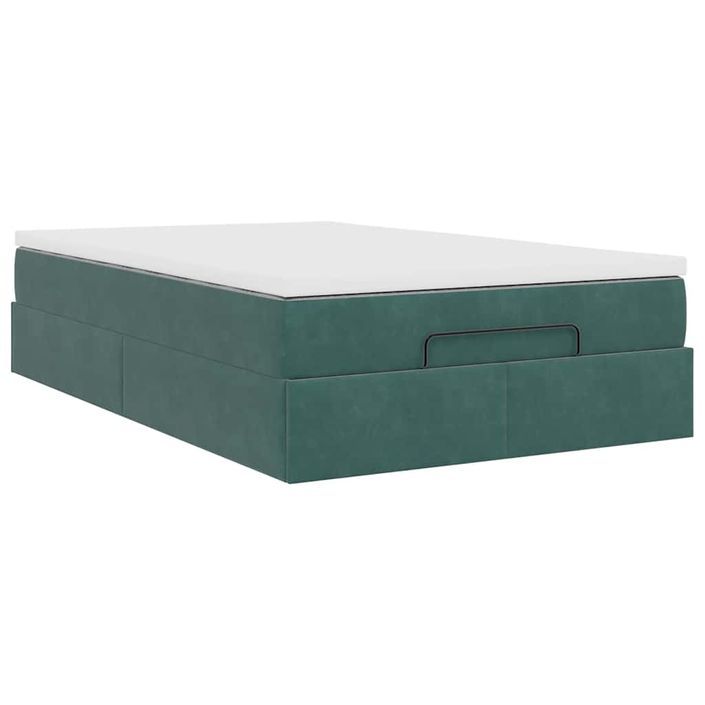 Cadre de lit ottoman avec matelas vert foncé 120x200 cm velours - Photo n°8