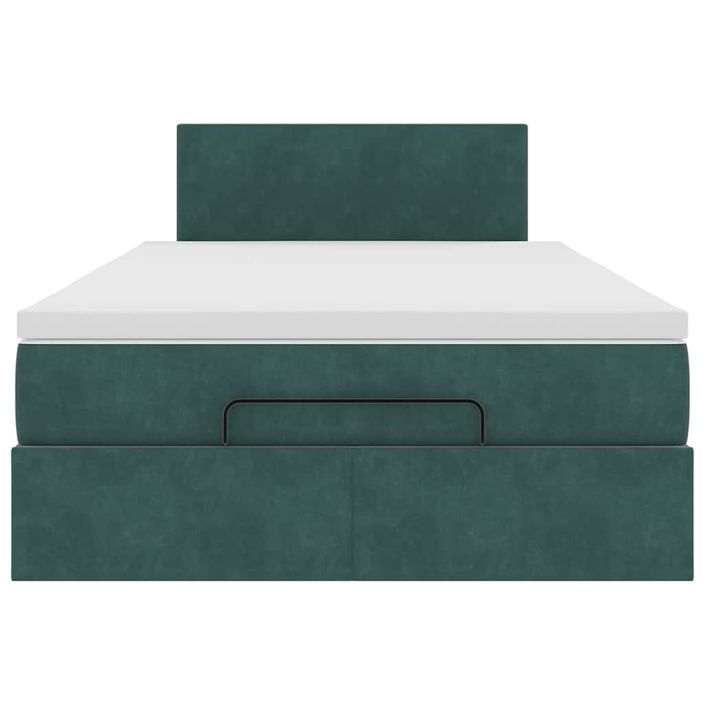 Cadre de lit ottoman avec matelas vert foncé 120x200 cm velours - Photo n°5