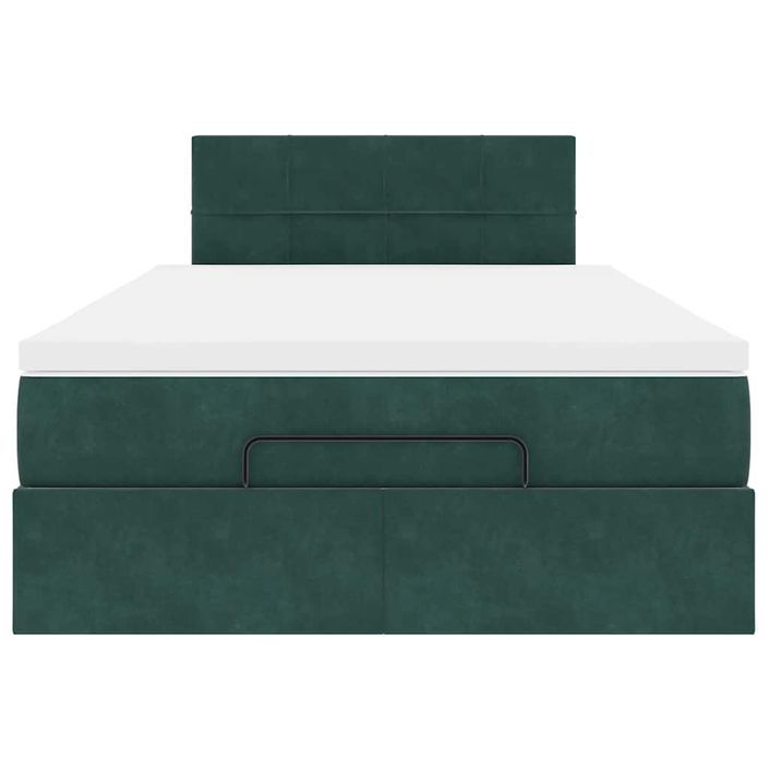 Cadre de lit ottoman avec matelas vert foncé 120x200 cm velours - Photo n°5