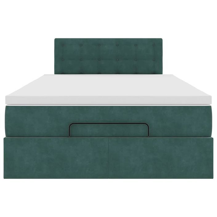 Cadre de lit ottoman avec matelas vert foncé 120x200 cm velours - Photo n°5