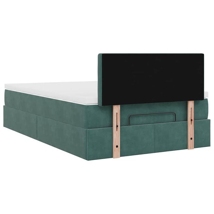 Cadre de lit ottoman avec matelas vert foncé 120x200 cm velours - Photo n°9