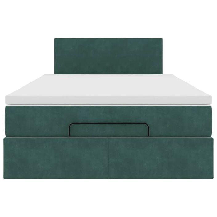 Cadre de lit ottoman avec matelas vert foncé 120x200 cm velours - Photo n°6