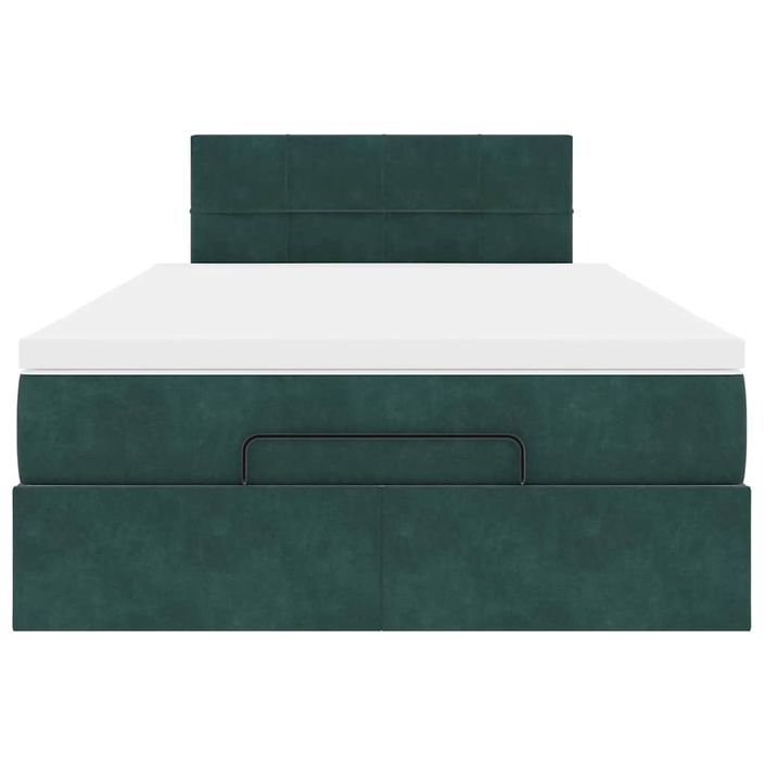 Cadre de lit ottoman avec matelas vert foncé 120x200 cm velours - Photo n°6