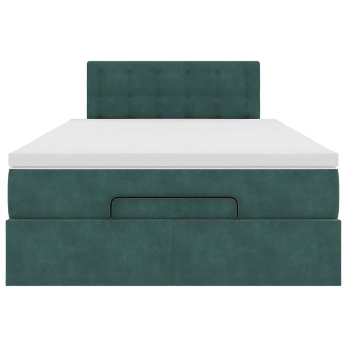 Cadre de lit ottoman avec matelas vert foncé 120x200 cm velours - Photo n°6