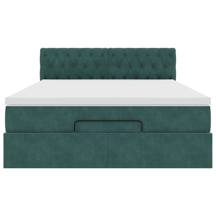 Cadre de lit ottoman avec matelas vert foncé 140x200 cm velours - Photo n°5