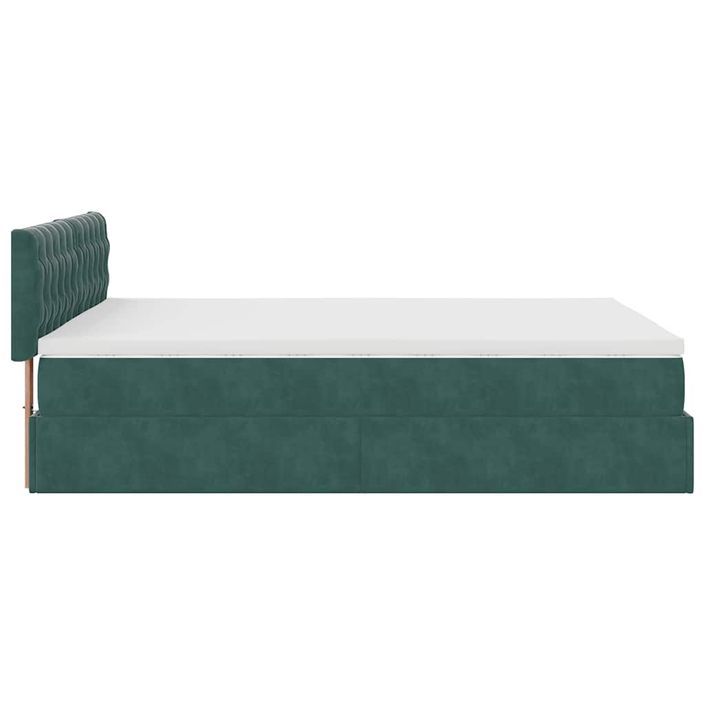 Cadre de lit ottoman avec matelas vert foncé 140x200 cm velours - Photo n°8