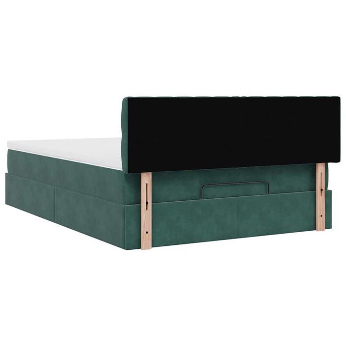 Cadre de lit ottoman avec matelas vert foncé 140x200 cm velours - Photo n°9