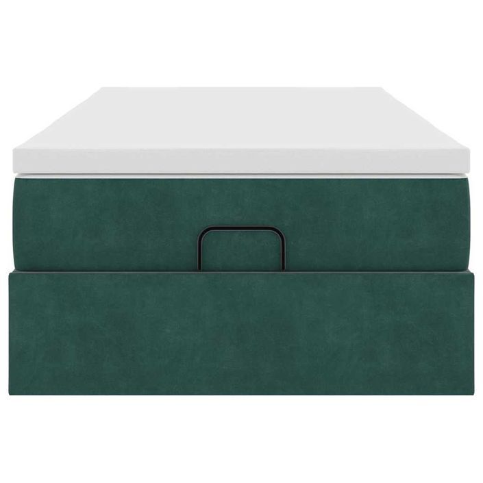 Cadre de lit ottoman avec matelas vert foncé 80x200 cm velours - Photo n°5