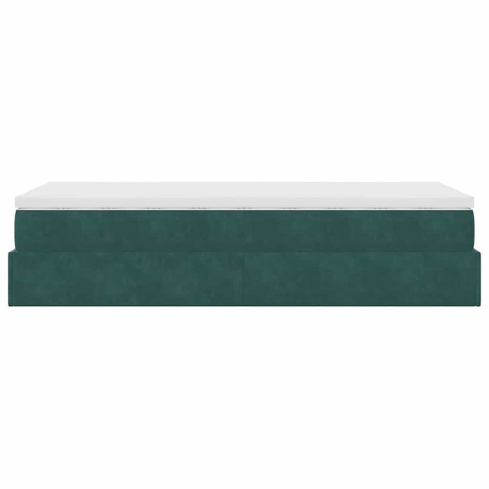 Cadre de lit ottoman avec matelas vert foncé 80x200 cm velours - Photo n°7