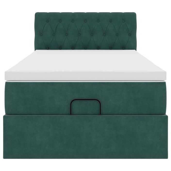 Cadre de lit ottoman avec matelas vert foncé 80x200 cm velours - Photo n°6