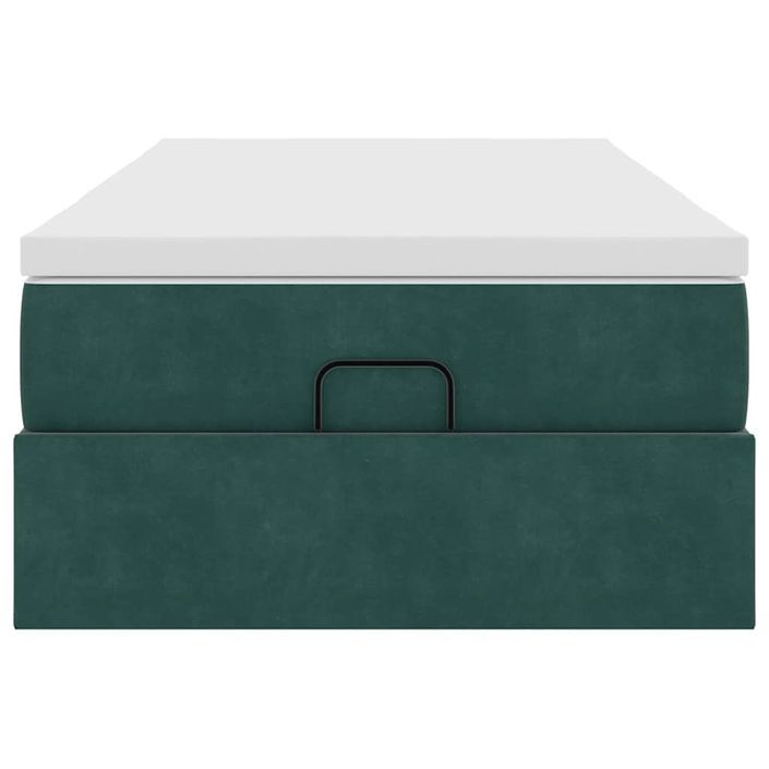 Cadre de lit ottoman avec matelas vert foncé 90x200 cm velours - Photo n°5