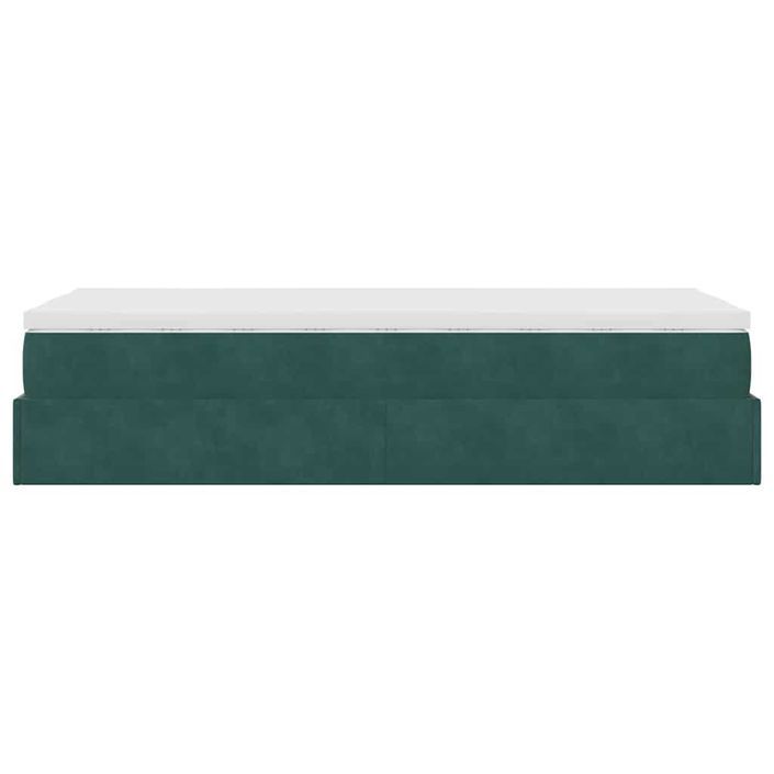 Cadre de lit ottoman avec matelas vert foncé 90x200 cm velours - Photo n°7