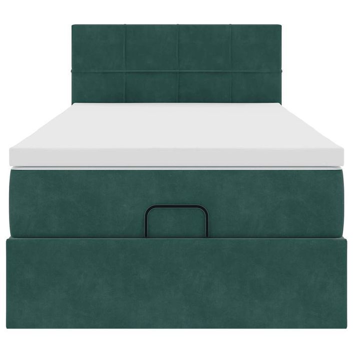 Cadre de lit ottoman avec matelas vert foncé 90x200 cm velours - Photo n°5