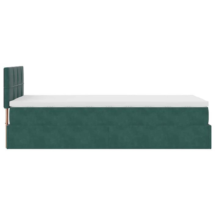 Cadre de lit ottoman avec matelas vert foncé 90x200 cm velours - Photo n°8