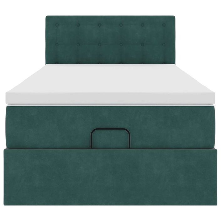 Cadre de lit ottoman avec matelas vert foncé 90x200 cm velours - Photo n°5