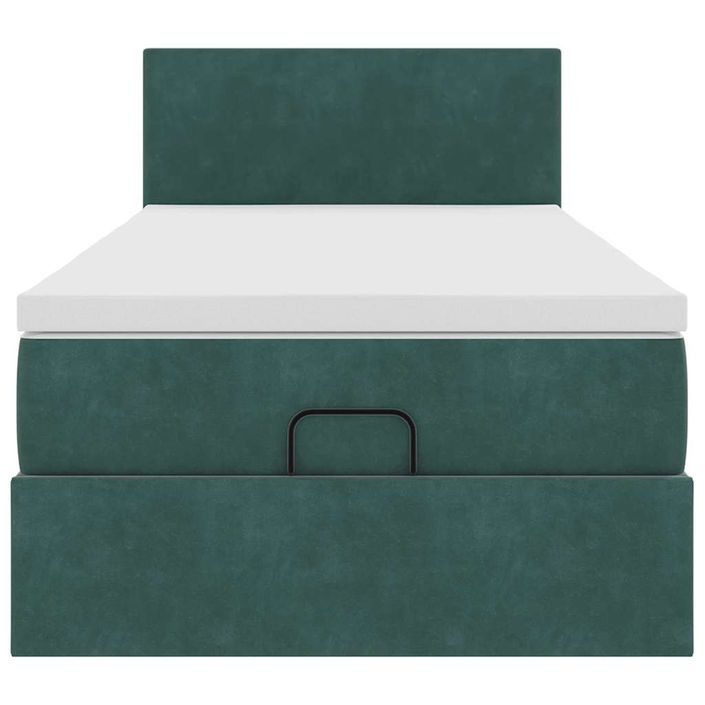 Cadre de lit ottoman avec matelas vert foncé 90x200 cm velours - Photo n°6