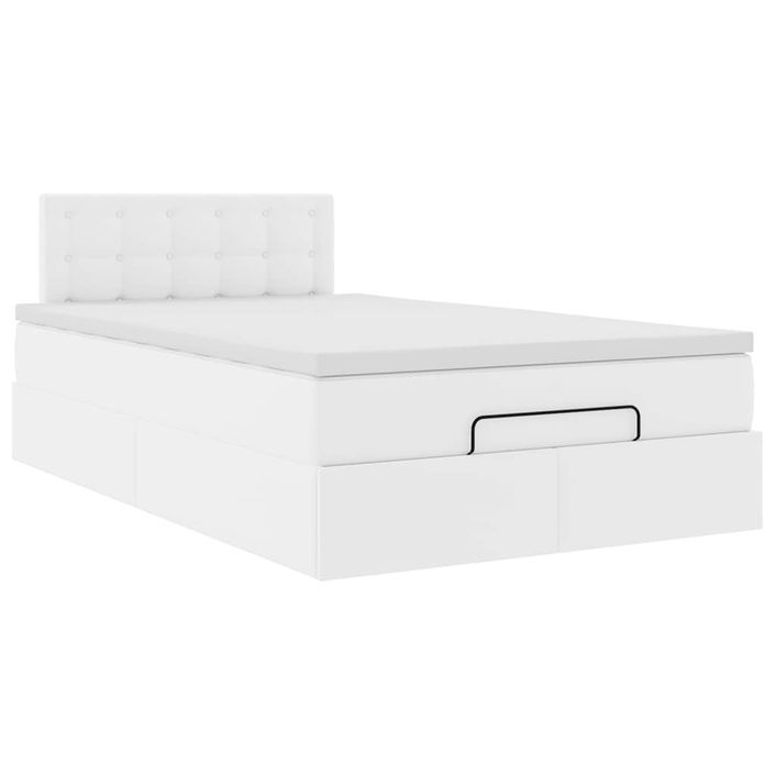 Cadre de lit ottoman et matelas blanc pur 120x190cm similicuir - Photo n°5