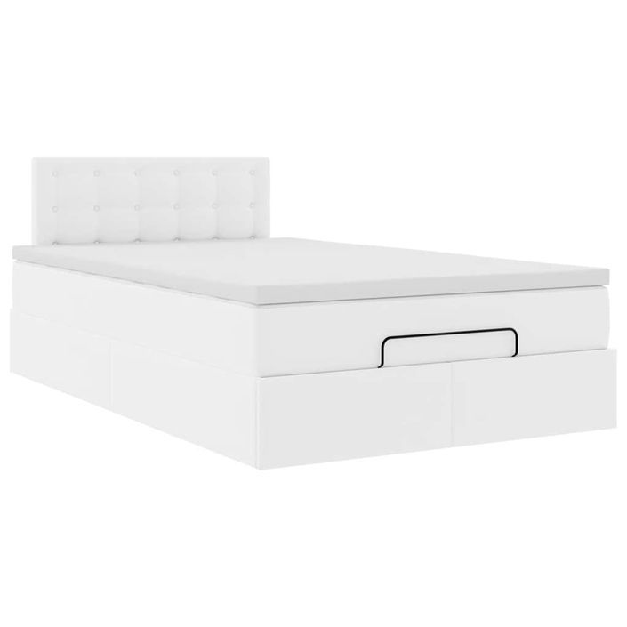 Cadre de lit ottoman et matelas blanc pur 120x200 cm similicuir - Photo n°5