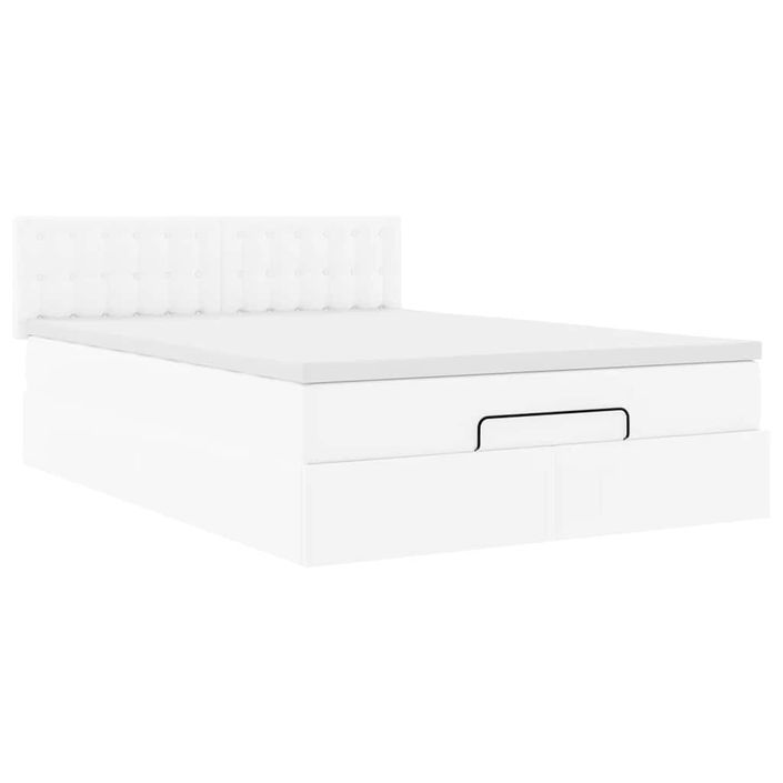 Cadre de lit ottoman et matelas blanc pur 140x190 cm similicuir - Photo n°5