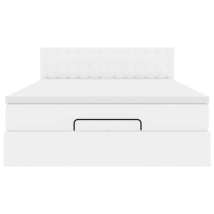 Cadre de lit ottoman et matelas blanc pur 140x190 cm similicuir - Photo n°6