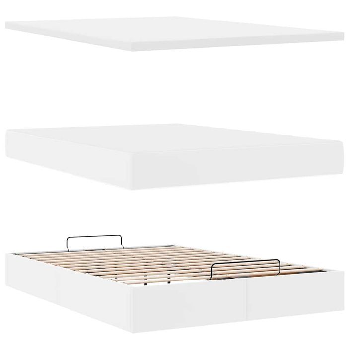 Cadre de lit ottoman et matelas blanc pur 140x190 cm similicuir - Photo n°10