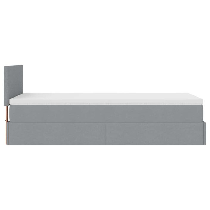 Cadre de lit ottoman et matelas gris clair 100x200 cm tissu - Photo n°8