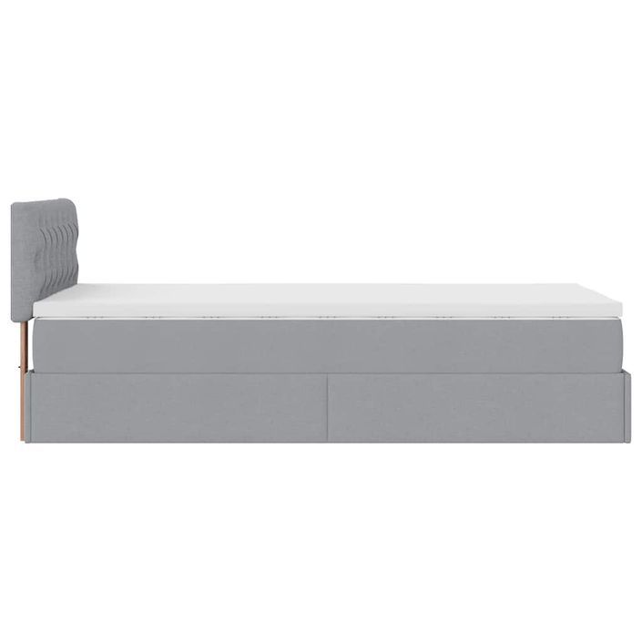 Cadre de lit ottoman et matelas gris clair 100x200 cm tissu - Photo n°8