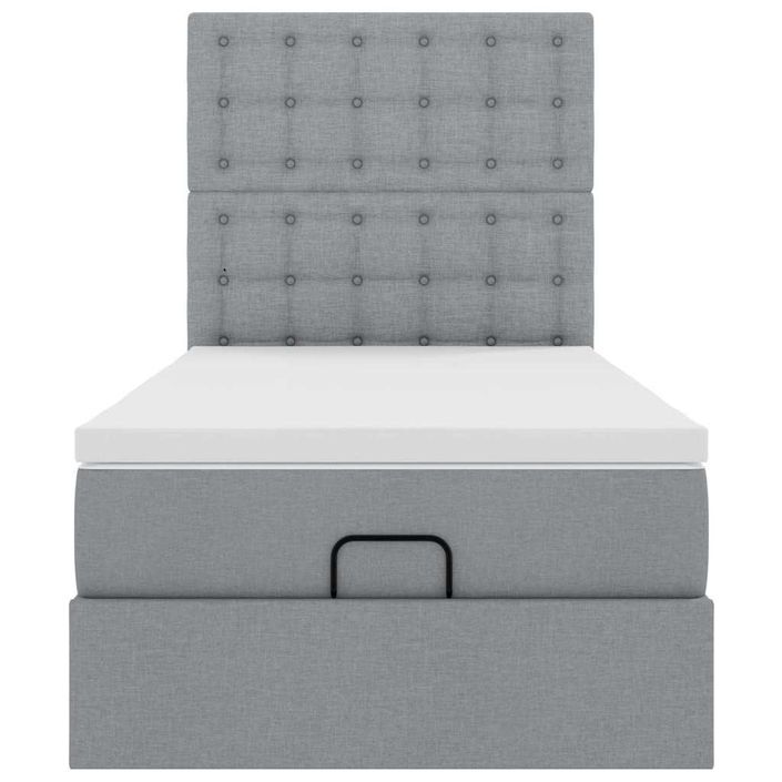 Cadre de lit ottoman et matelas gris clair 100x200 cm tissu - Photo n°5