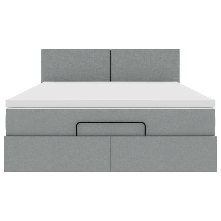 Cadre de lit ottoman et matelas gris clair 140x190 cm tissu - Photo n°5