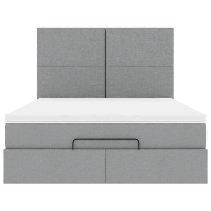 Cadre de lit ottoman et matelas gris clair 140x190 cm tissu - Photo n°5