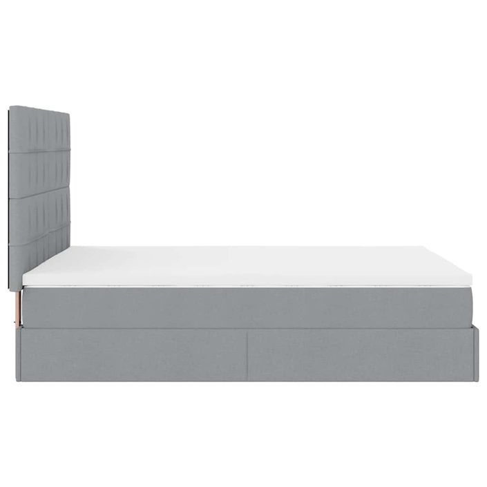 Cadre de lit ottoman et matelas gris clair 140x190 cm tissu - Photo n°8