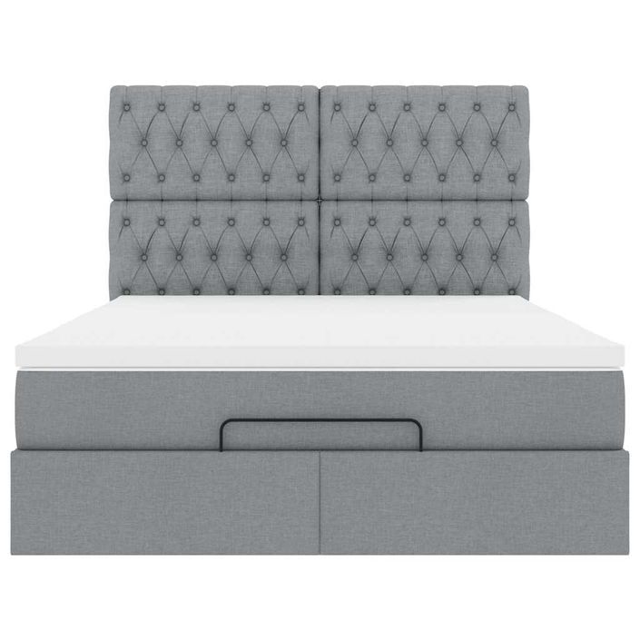 Cadre de lit ottoman et matelas gris clair 140x190 cm tissu - Photo n°5