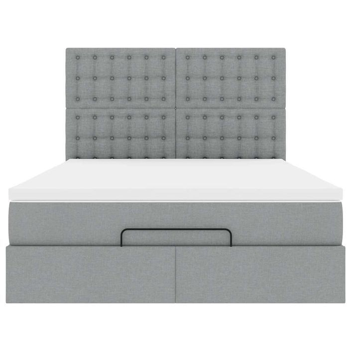 Cadre de lit ottoman et matelas gris clair 140x190 cm tissu - Photo n°5