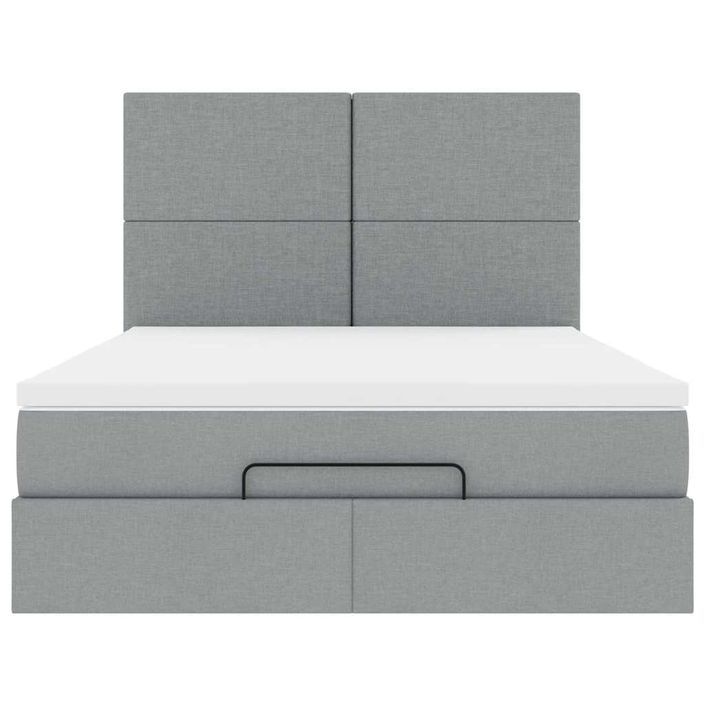 Cadre de lit ottoman et matelas gris clair 140x190 cm tissu - Photo n°6