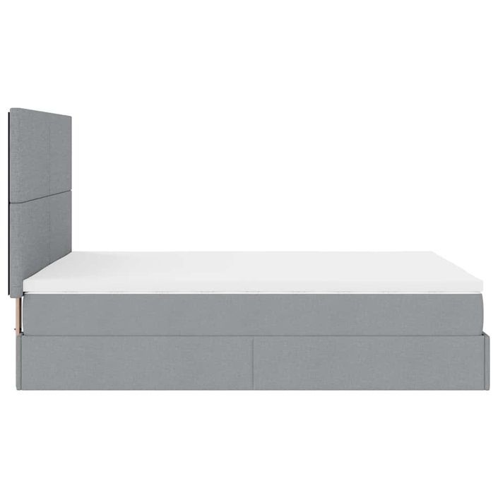 Cadre de lit ottoman et matelas gris clair 140x190 cm tissu - Photo n°9