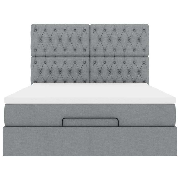 Cadre de lit ottoman et matelas gris clair 140x190 cm tissu - Photo n°6