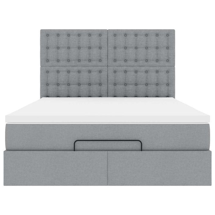 Cadre de lit ottoman et matelas gris clair 140x190 cm tissu - Photo n°6