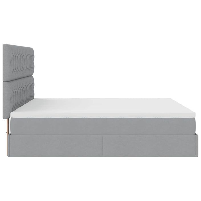 Cadre de lit ottoman et matelas gris clair 180x200cm tissu - Photo n°6