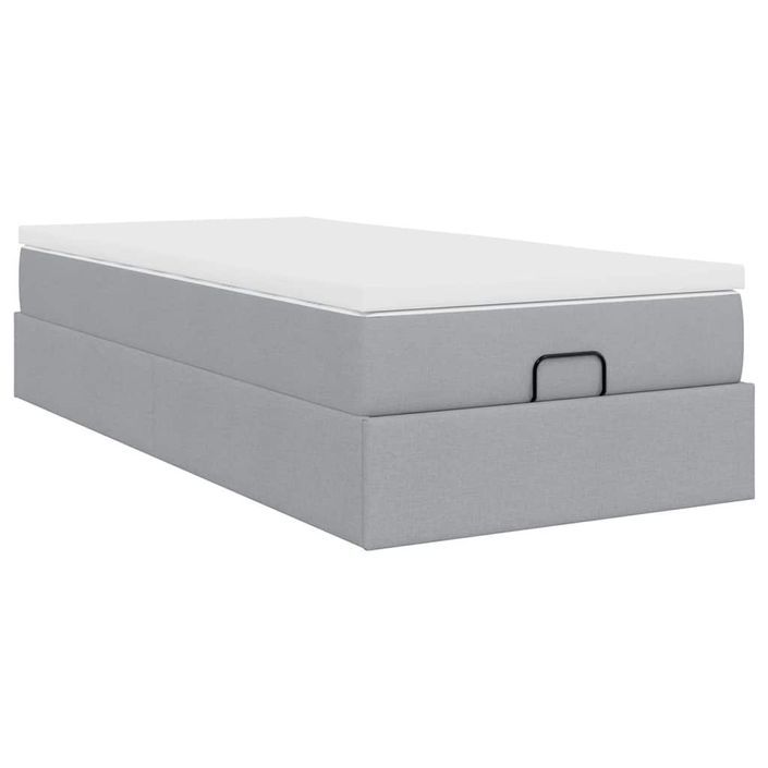 Cadre de lit ottoman et matelas gris clair 90x190 cm tissu - Photo n°8